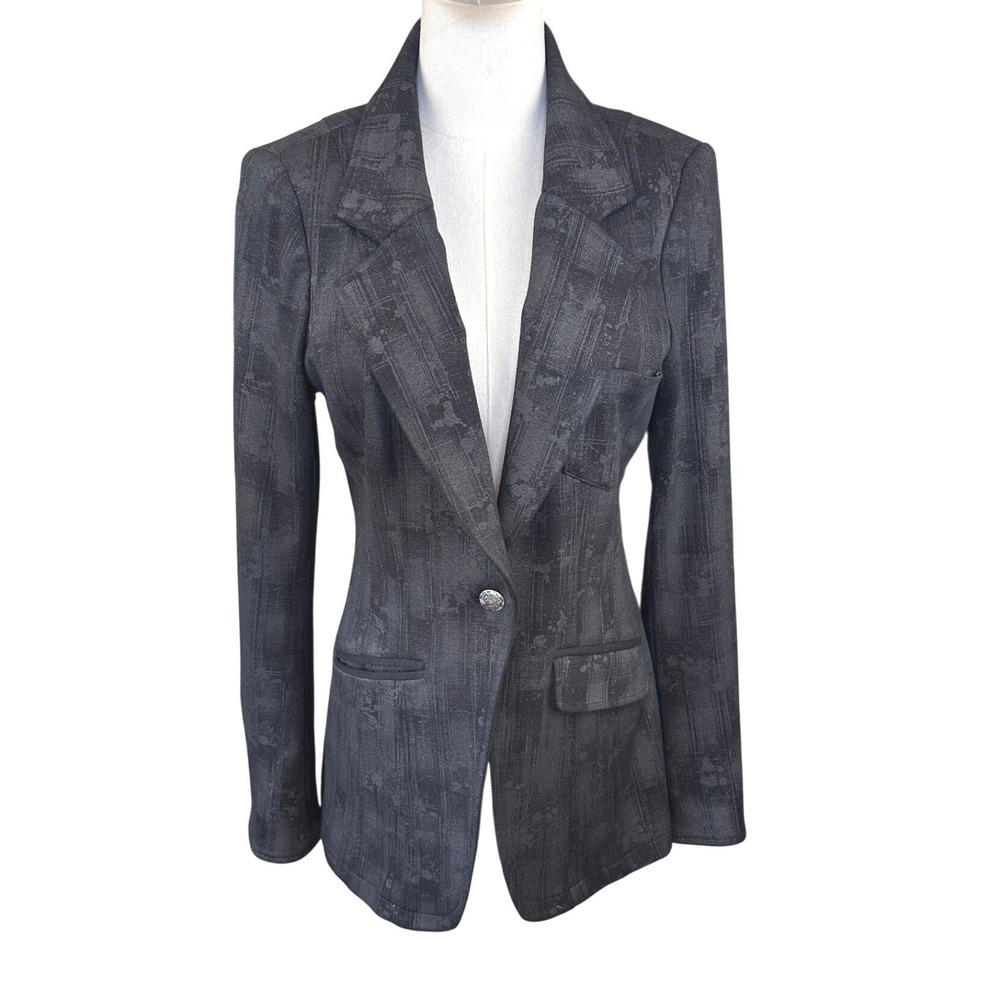 Guess Jeans VTGE SZ Large Black Textured Blazer Jacket‎ w silver button closure